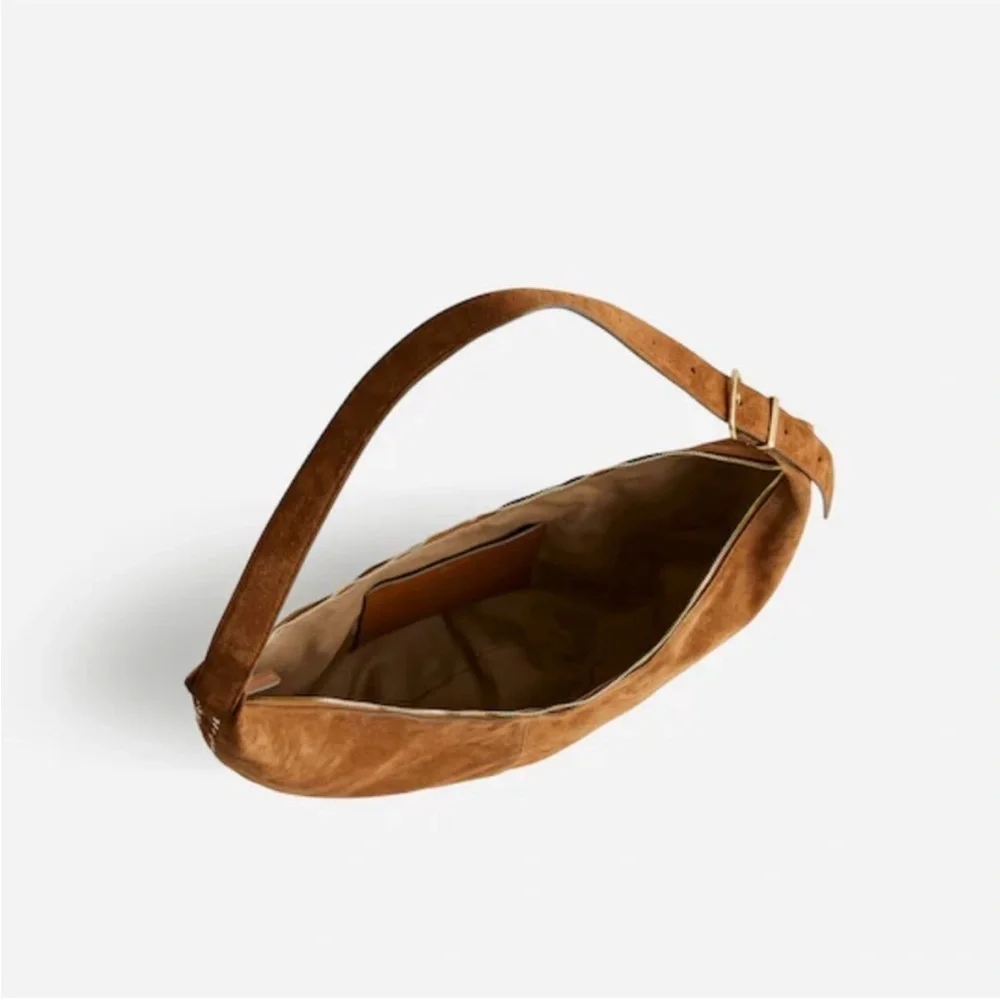 NEW Madewell The Essential Curve Shoulder Bag gold Studded aged cognac $238